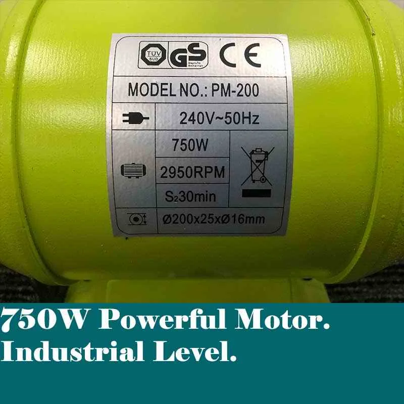 200mm Bench Polisher Bench Buffer Polishing Buffing Machine 750W Heavy Duty Industrial