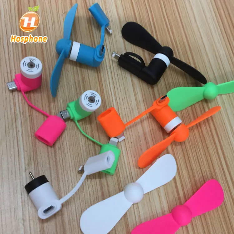 Wholesale 2 in 1 Portable Mini Fan Cell Phone Plug Electric Fan USB Cooling Fans For iPhone For Android