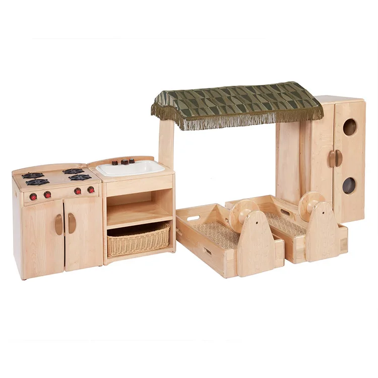 Hot Selling Children Furniture Wooden Toy Two-Car Garage