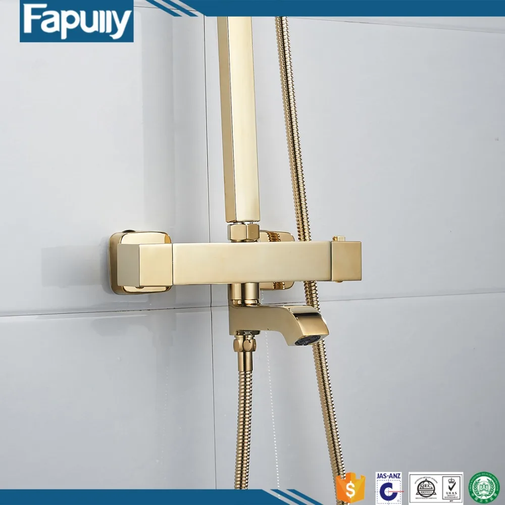 Fapully Brass Shower Body Valve Concealed Gold Bath Mixer Shower Faucet