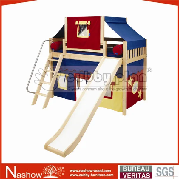 Cubby Plan High Quality Cheap Price Modern Wooden Kids Bed with Ladder