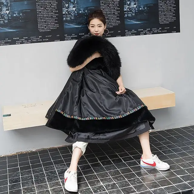 New Fashion Style Fox Fur Women Winter Warm Parka Fur Jacket