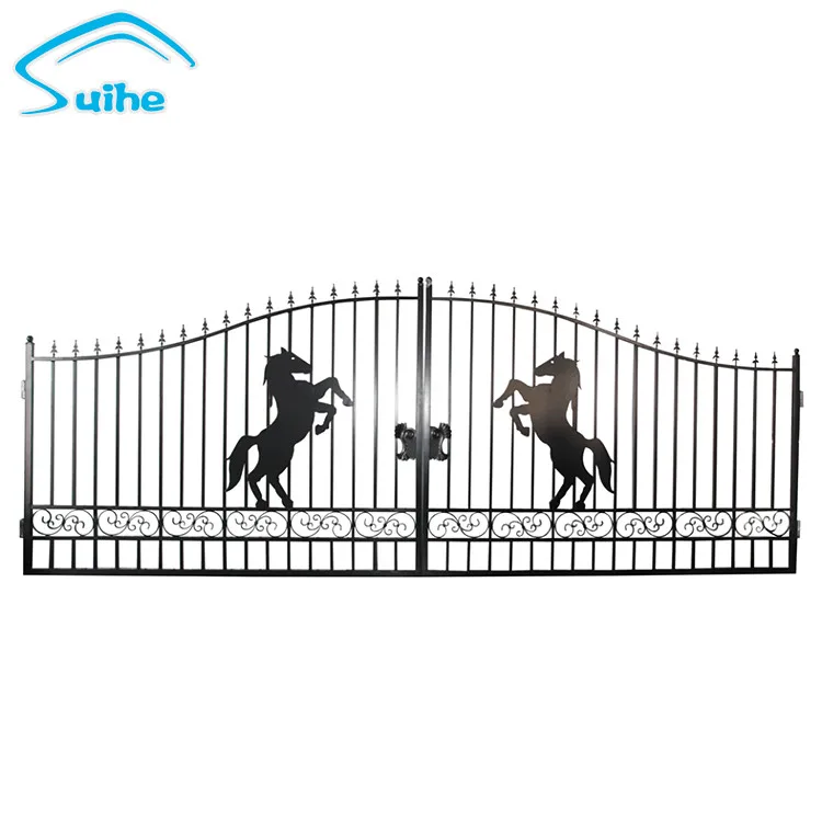 Customized designs manual open wrought iron main gate