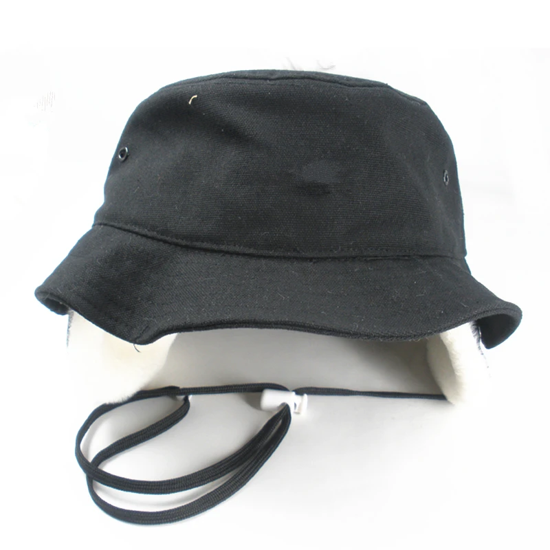 Custom Ear Cover flaps flat brim Bucket Cap and hat In Winter