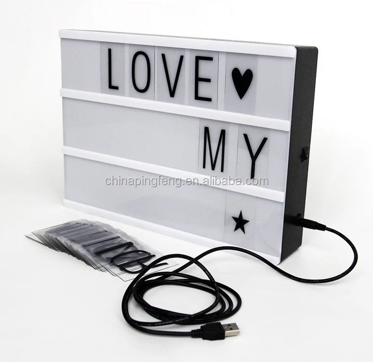 Light box with changeable letter tiles to create personalized marquee advertising light box signs