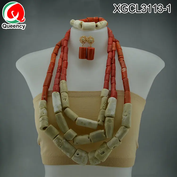 
Queency Fashion Jewelry Beads Chain Nigerian Wedding Jewelry Set 