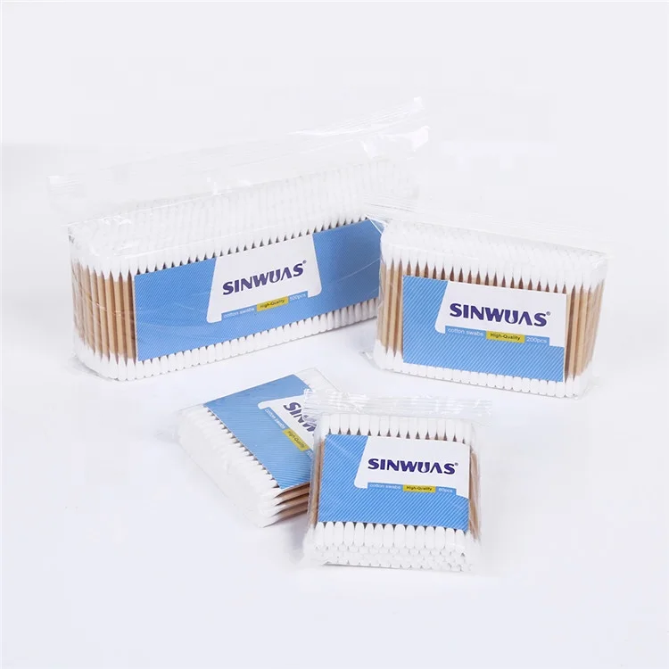 High quality double head design safety nontoxic double - end wooden cotton tips swabs for makeup