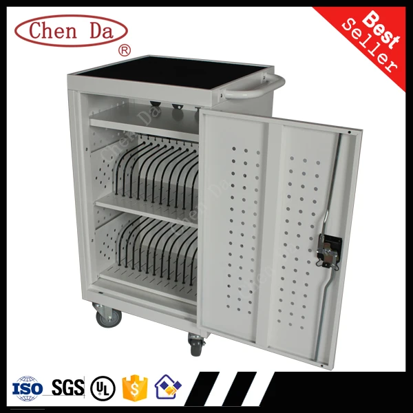 safe rolling 32 device laptop charging cart charging cabinet with wheels and lock