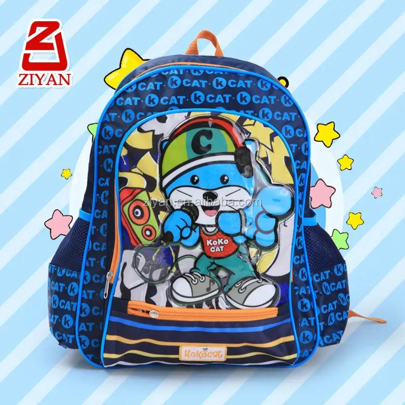Polyester Cool Cat Cute Cartoon character school bags backpack for back to school