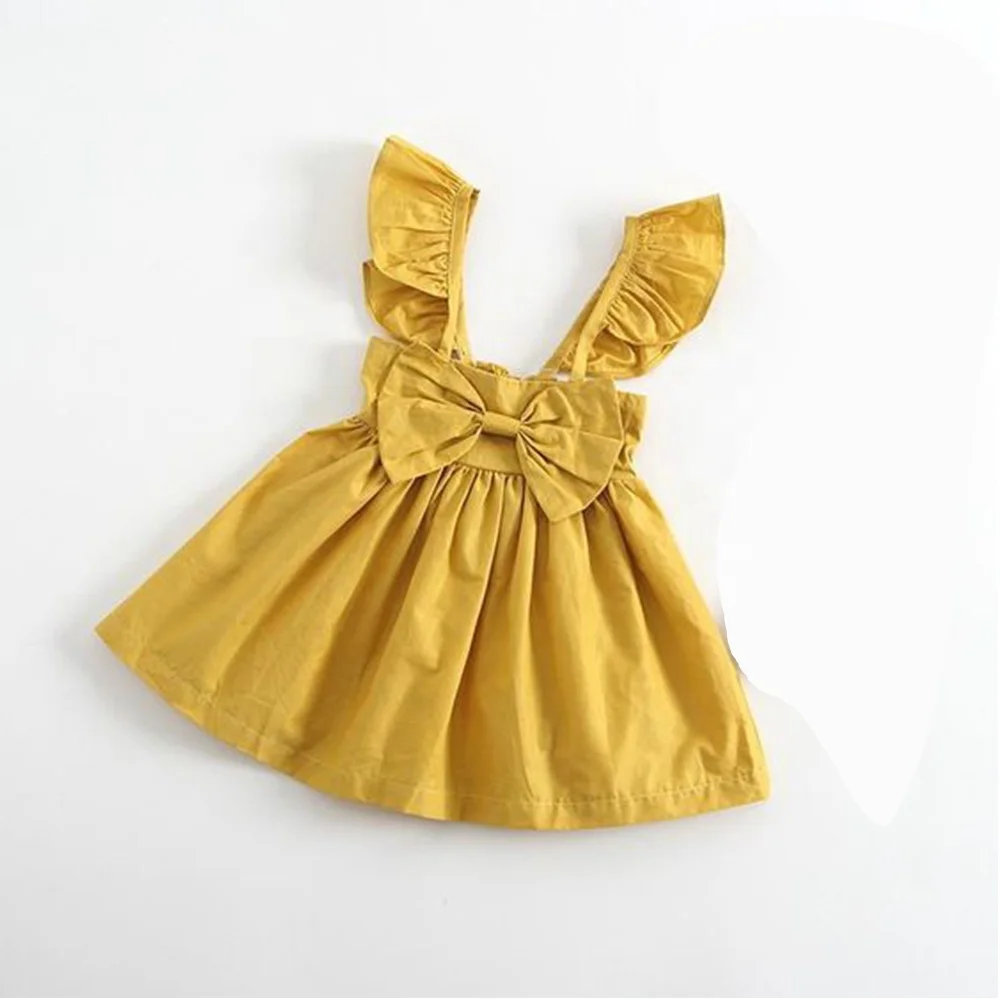 Hot Selling Ruffled Spring 100% Linen Girls Dress with belt