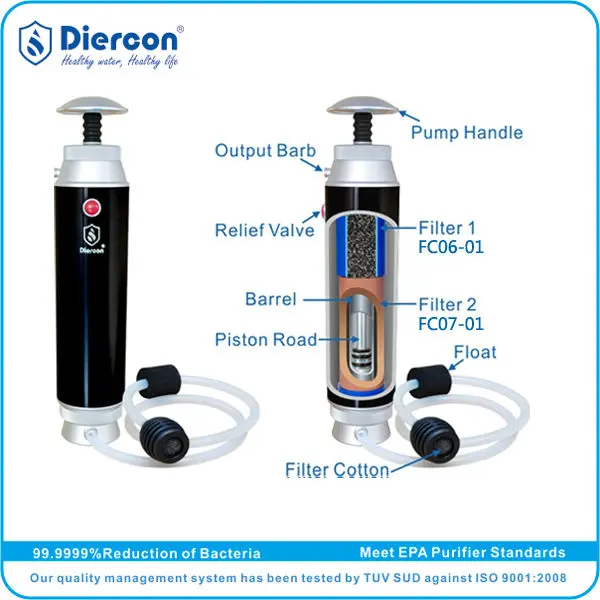 
B-2013 hot sale Diercon portable water filter purifier outdoor camping,soldier 0.1 micron ceramic pocket water microfilter 