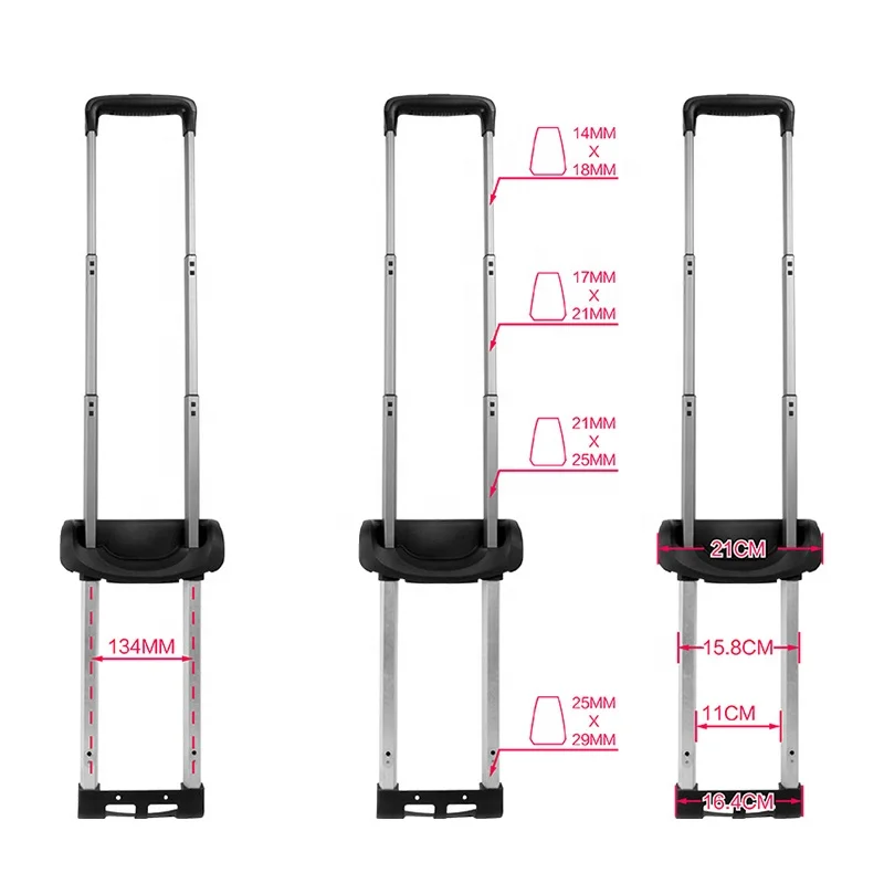 Aluminum alloy trolley handle parts, travel luggage trolley handle