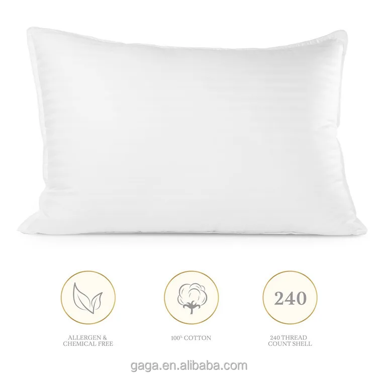 White Goose Down Feather Bed Pillows for Sleeping Premium 100% Cotton Shell ,Standard/Queen Size, Set of 2