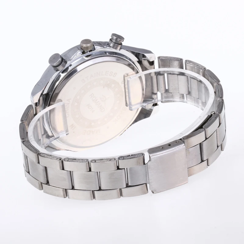 RINNADY Top Selling Silver Steel Blue Quartz Wrist Fashion Man Watch Original MW-187