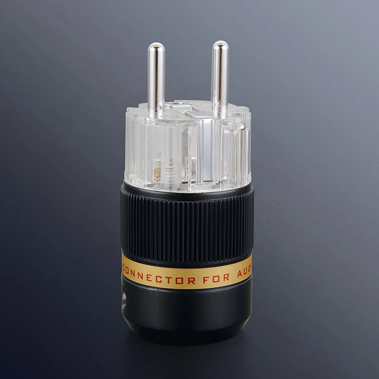 Pure Copper Silver Plated EU Schuko Power Plug Hifi Audio Cable Power Connector Speaker
