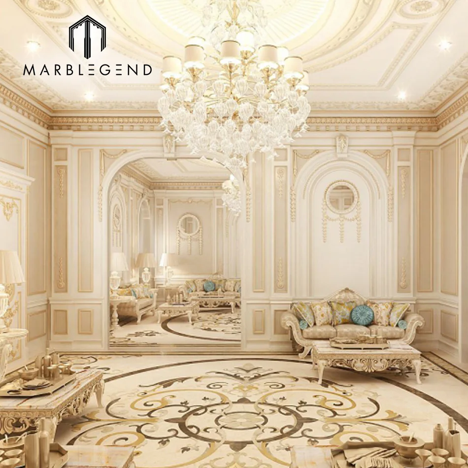 
the Middle East style imperial round beige flower flooring tile design arabic majlis 