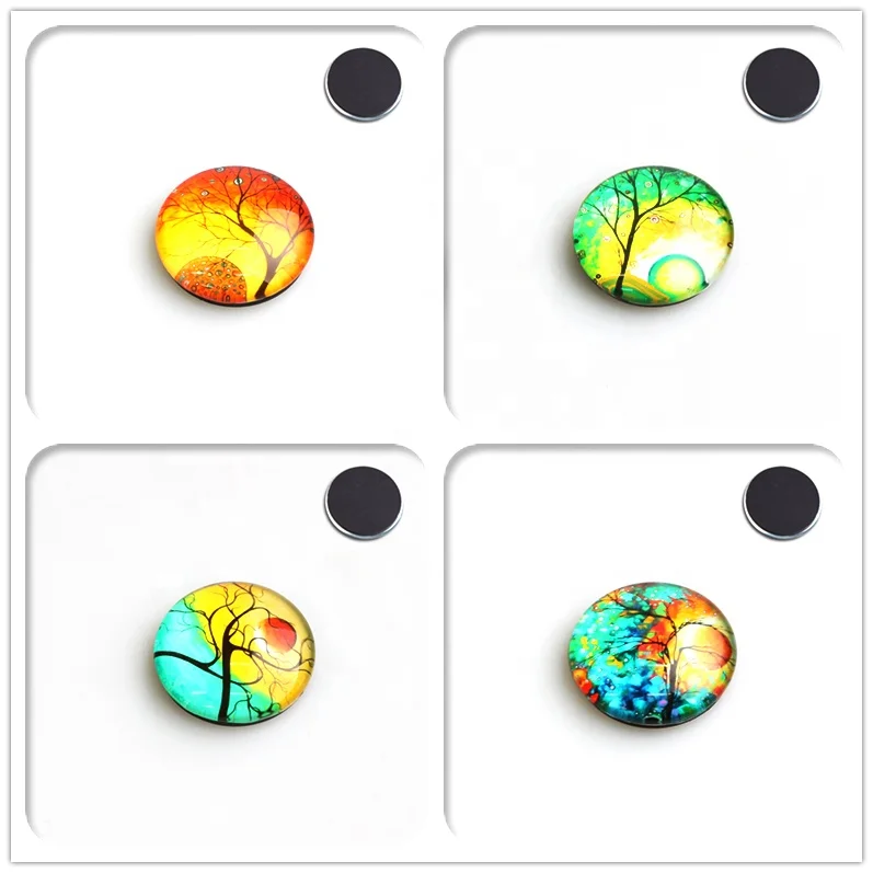 Luyun Grace Romantic Love Tree Of Life Pattern 35mm Round Lock All Custom Fridge Magnets