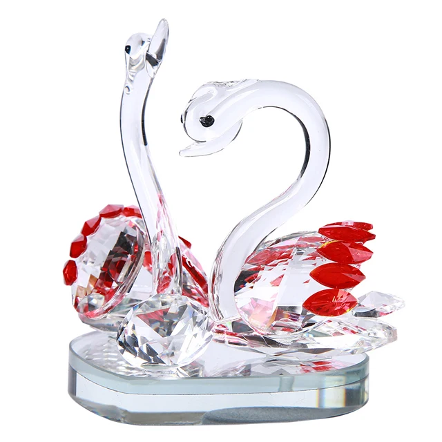 Beautiful Crystal Couple Swan Decoration for Wedding Anniversary Lovers Gift