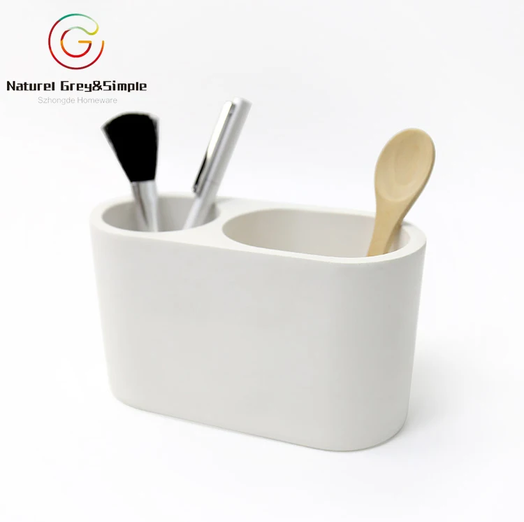 Welcome OEM/ODM Natural Concrete Cement Grey White Desk Mobile Phone Holder Pen Holder