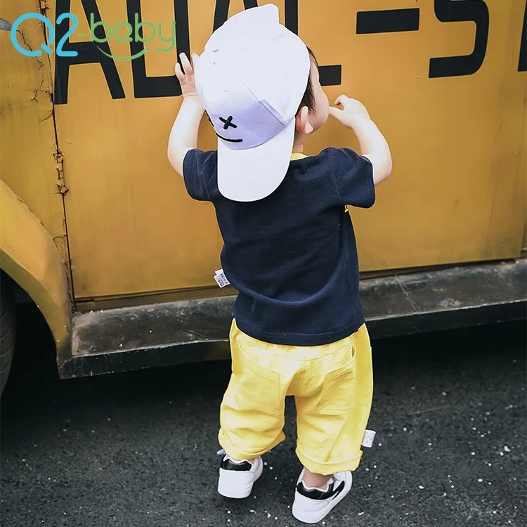 
Breathable simple design letter printed o-neck baby tops, pure cotton infant t-shirts for unisex 1882 