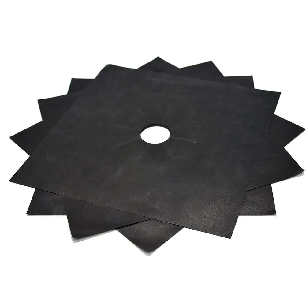 Black Stove Top Burner Protector Mat PTFE Gas Stove Protect Liners 27*27cm