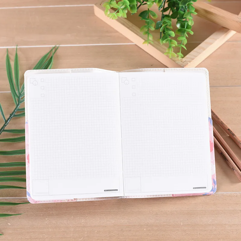 Wholesale art young university student writing paper pu notebook journal agenda with flowering printing