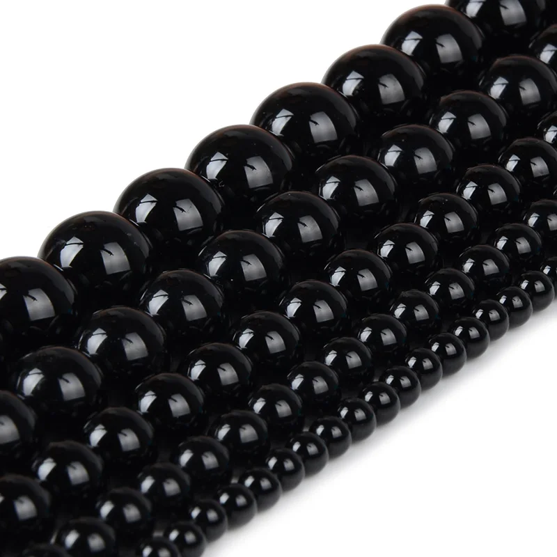 Wholesale Nature Stone Beads Black Onyx Agate Semi-precious Loose DIY Beads for Necklace Bracelets Jewelry Making 4/6/8/10/12mm