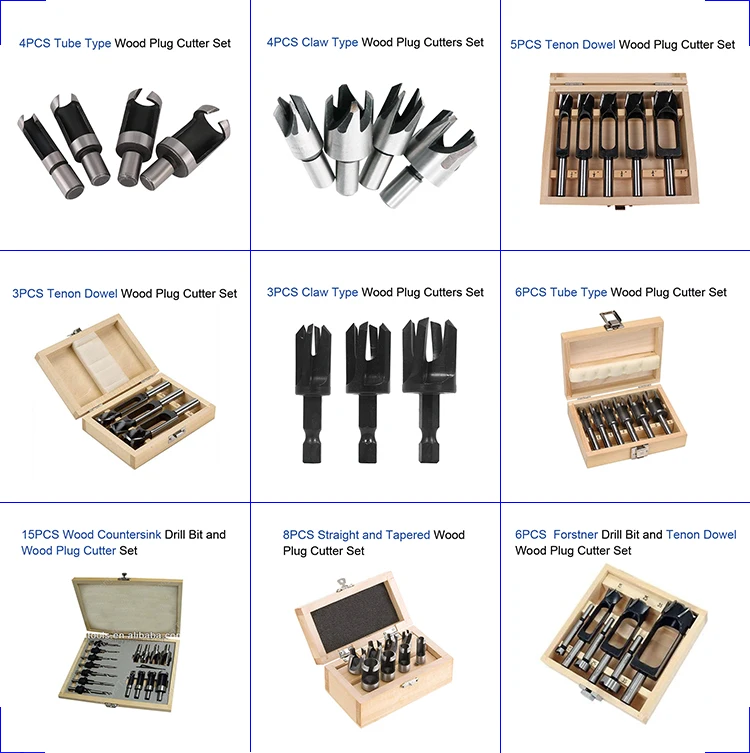 3 PCS Tenon Dowel Wood Plug Cutter Set for Making Plug
