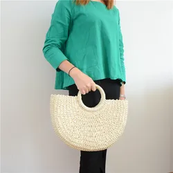 Wholesale Fashion Handbag Paper Stock Women Beach Summer Straw Bag