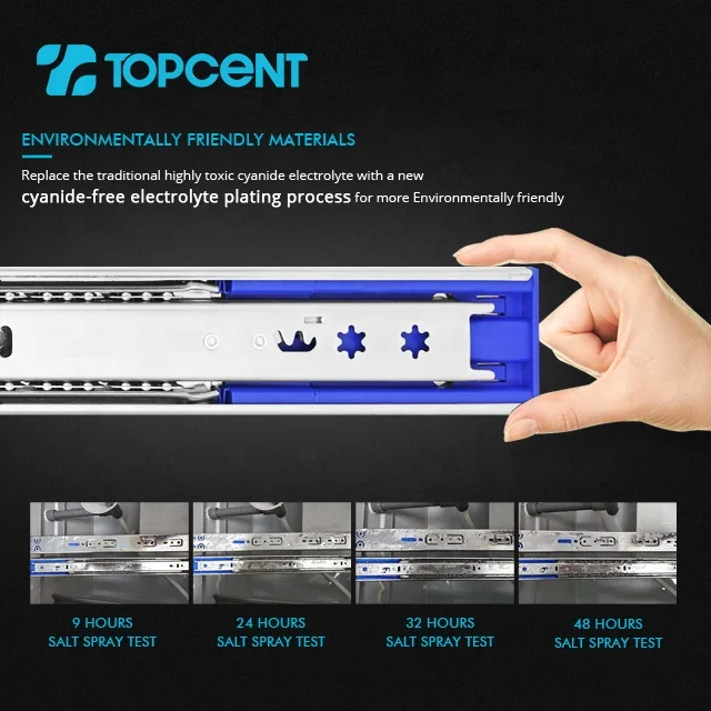 Topcent I-shaped ball bearing buffer furniture telescopic channel soft close cabinet drawer slide