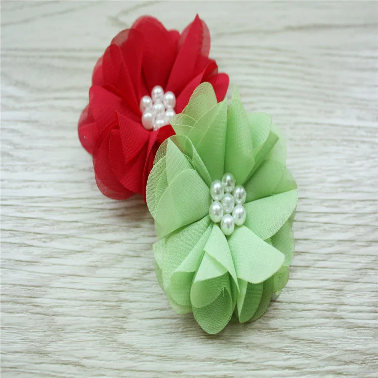 2.5' chiffon pearl with floral pearl flower headband baby headband