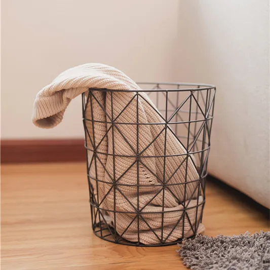 Корзина для хранения белья из металлической проволоки с деревянной крышкой корзины игрушек