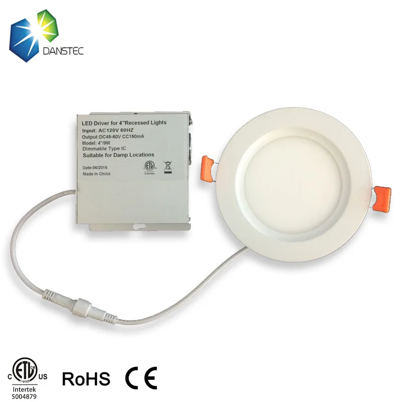 ETL recessed concrete ceiling light 4' 9W led downlight dimmable pot lights