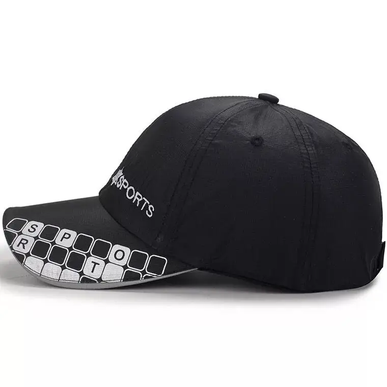 6 panel with embroider and fluorescent strip baseball caps and hats men polyester sports cap