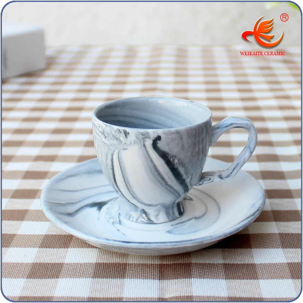 Турецкие кофейные чашки и блюдца WKT017MG, черно-белые чайные чашки и блюдца