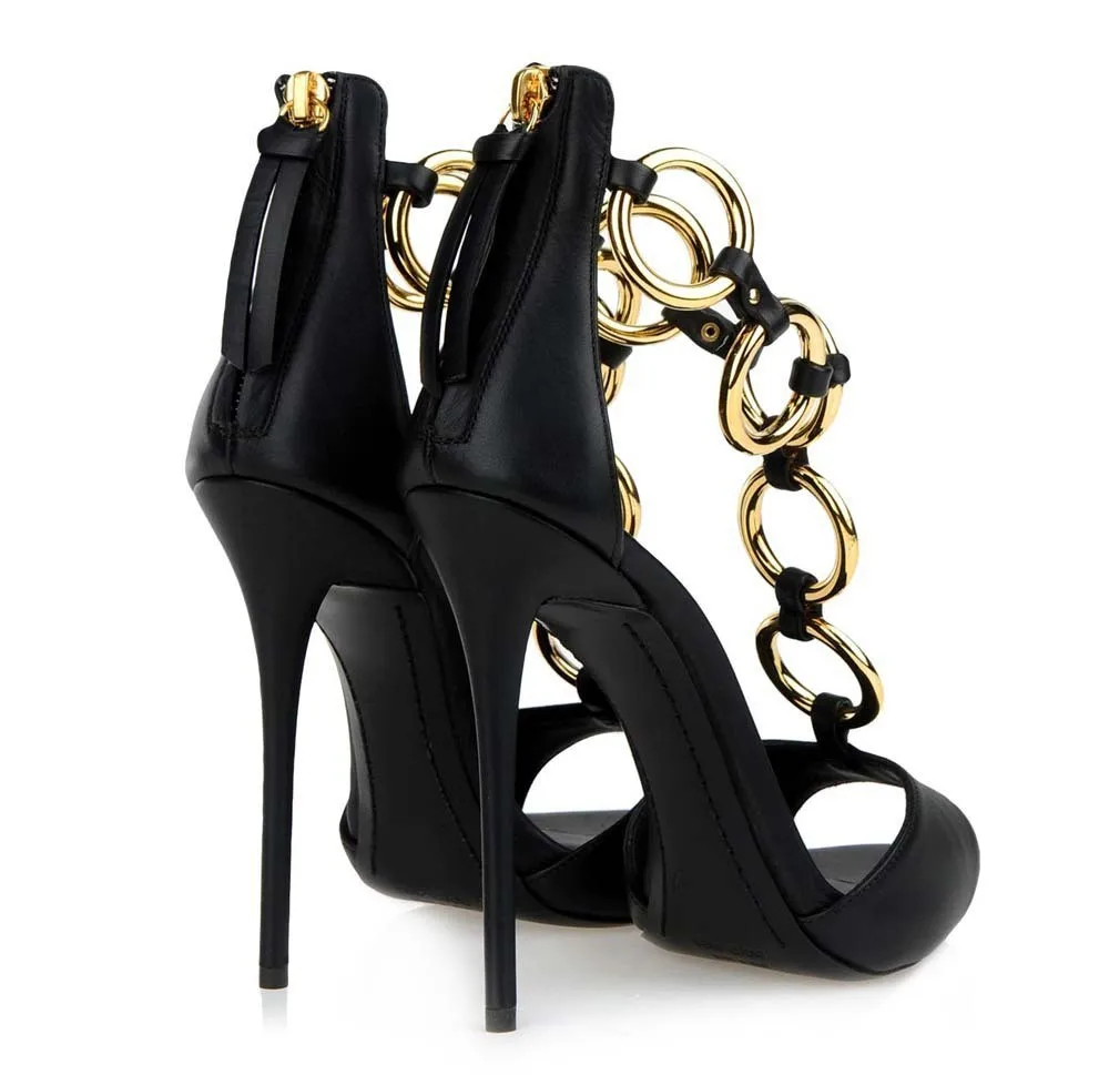 
 Роскошные итальянские модные черные кожаные женские сандалии на высоком каблуке Женская Праздничная обувь  