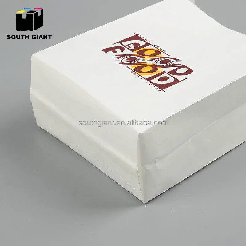 
Custom Logo To Go Take Out White Kraft Paper Biscuit Cookie Goodie Sandwich Fast Food Bag 