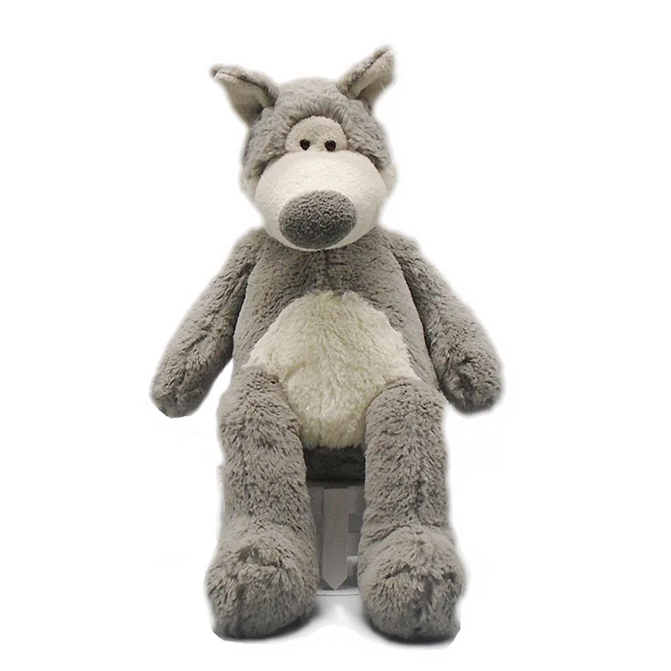 Wolf Toys OEM Design Fluffy Plush for Baby 10 Inch Gray Black or Customized