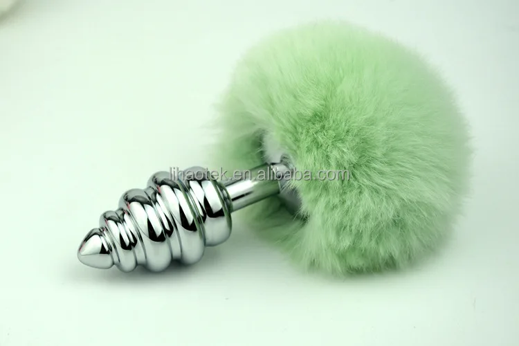 Small Size Metal Anal Plugs Many Colors Rabbit Tail Anal Plug Spiral Beads Sex Toys
