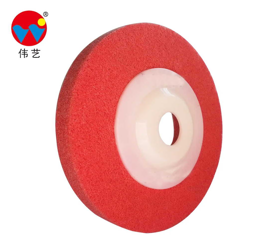 
Good quality 4 inch red non woven polishing disc for grinding work piece weld and remove off the burr of metal 