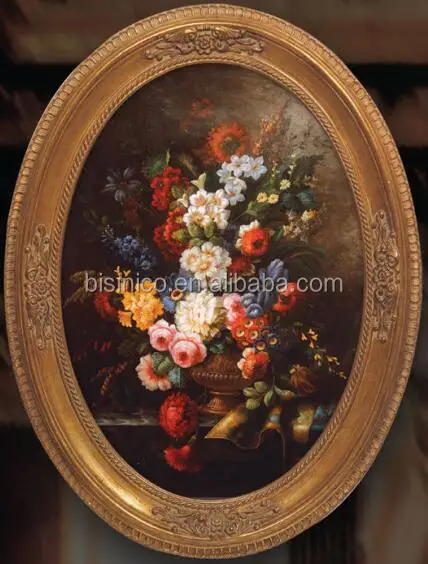 Classic Antique Golden Carved Square Framed Oil Painting, Landscape Handmade Oil Painting