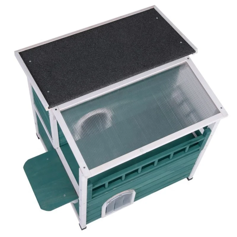 Weatherproof Cat Outdoor House Shelter Pen Kennel Enclosure With Sunroof Wooden cat cage