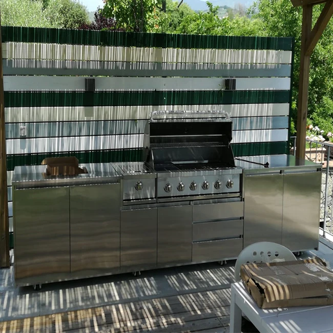 2021 Vermonhouse итальянский стиль уличный кухонный шкаф из нержавеющей стали для барбекю