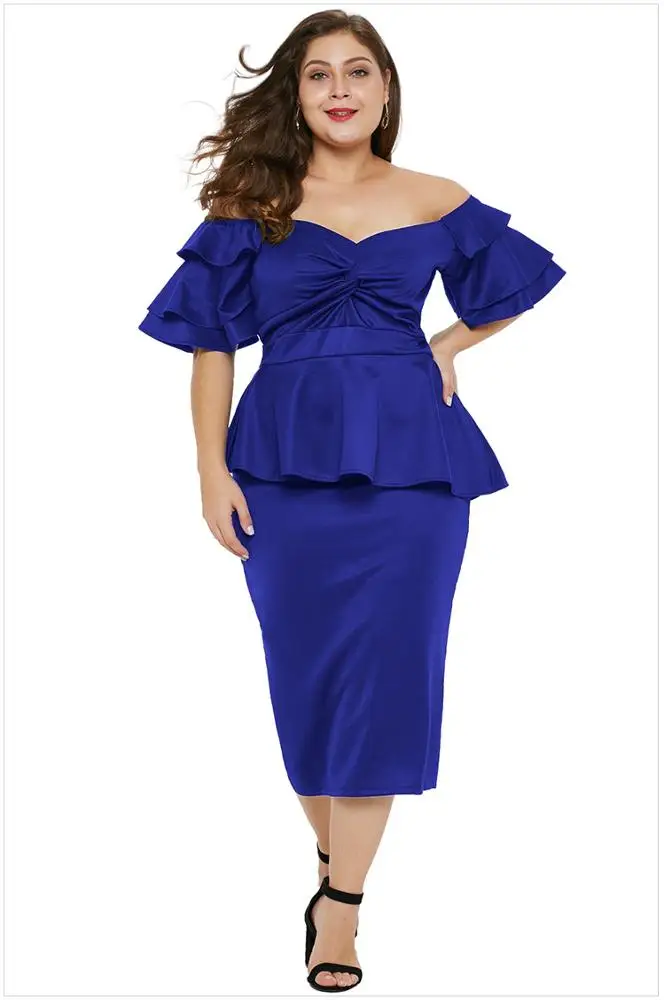 2019 african clothing ruffle sleeves top big size sexy ruffle dress women