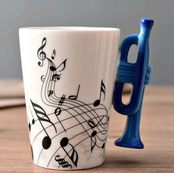 Ceramic Cup Personality Music Note Mug Coffee Tea Cup Water Bottle Unique Gift Home Cafe