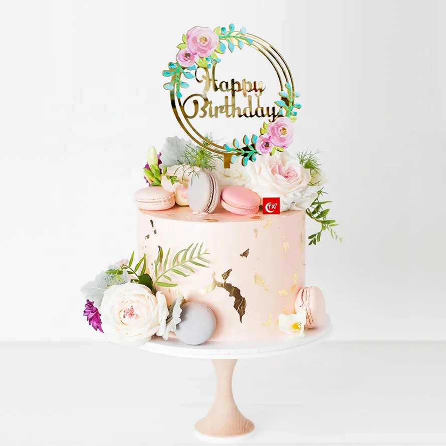 
TX New Products 3d Art Printing Happy Birthday Gorgeous Colorful Acrylic Cake Topper For Birthday Party Supplier 