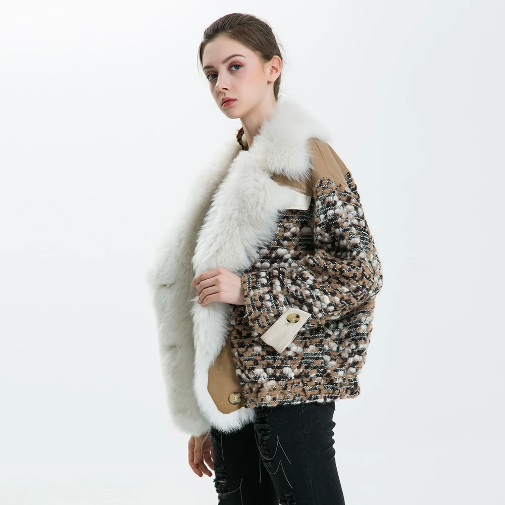 Wholesale Ladies Lamb Fur Parka Tuscan Leather Winter Coats of Handmade Wool