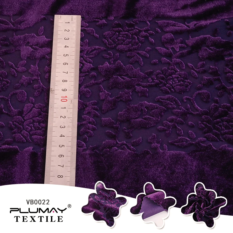 2 way stretch knitted soft burnout fabric stripe velvet silk burnout fabric for dance dress clothes