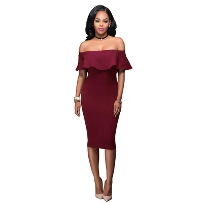 Ready to Ship Wholesale Women Sexy Close Off Shoulder Thin Buttock Backless Hot Style Evening Party Dress Skirt