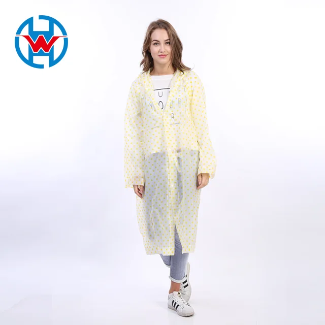 Fashionable Adult Cheap Custom 100% Waterproof EVA Seams Welded Recycled Long Rain Coat with wave point raincoats for adults